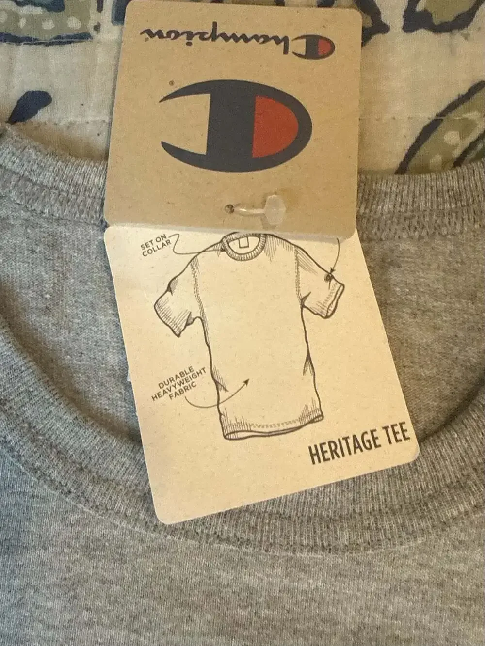Champion Men's Heritage Tee Big C Patch Logo Gray T-Shirt - Picture 3 of 5